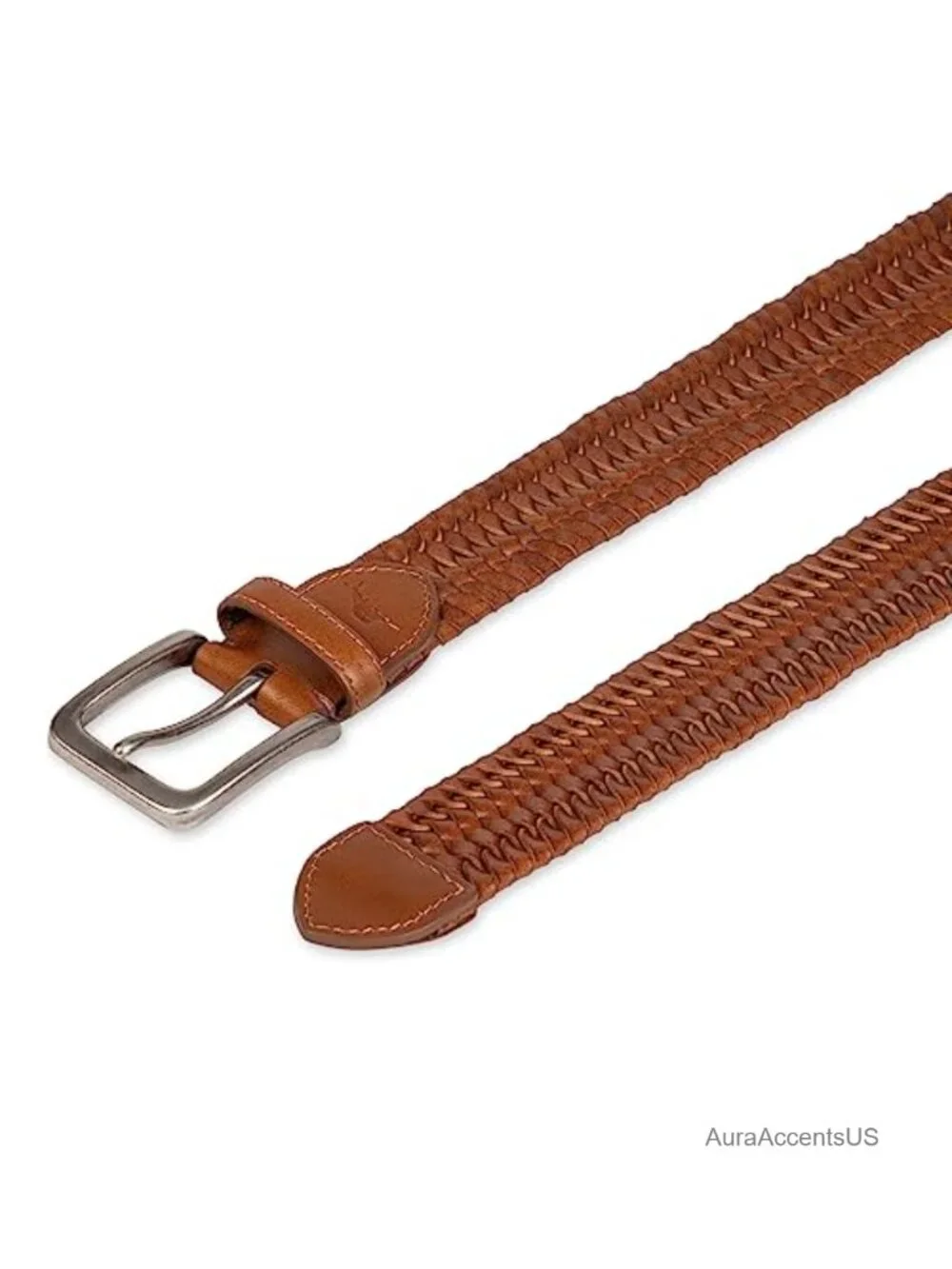 Men's Braided Leather Belt, Fully Adjustable Stretch Design, Casual